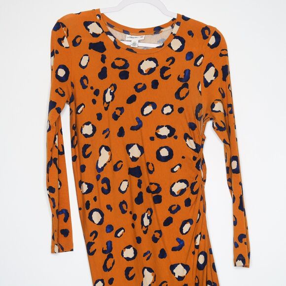 3.1 Phillip Lim Target Ruched Short Dress Size Small Orange Blue Cheetah Print - Picture 6 of 7